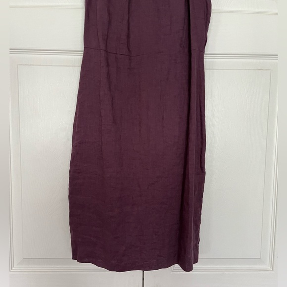 {LOFT} Sleeveless Linen Mini Shift Dress in Eggplant - Women's 0 - Picture 3 of 8